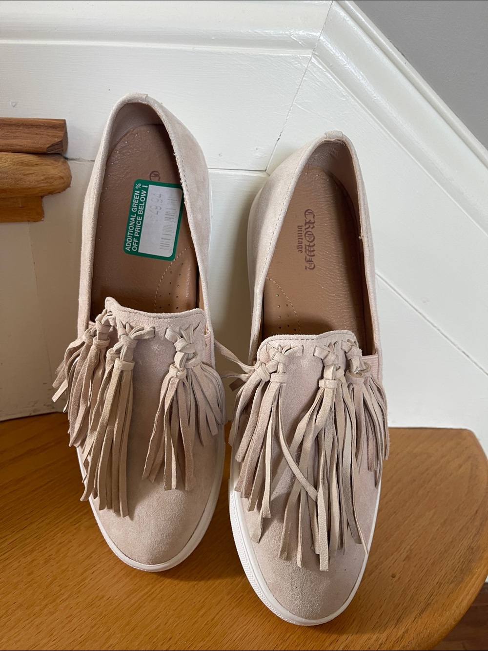 Crown Vintage Blush Tassel Slip-On Sneakers